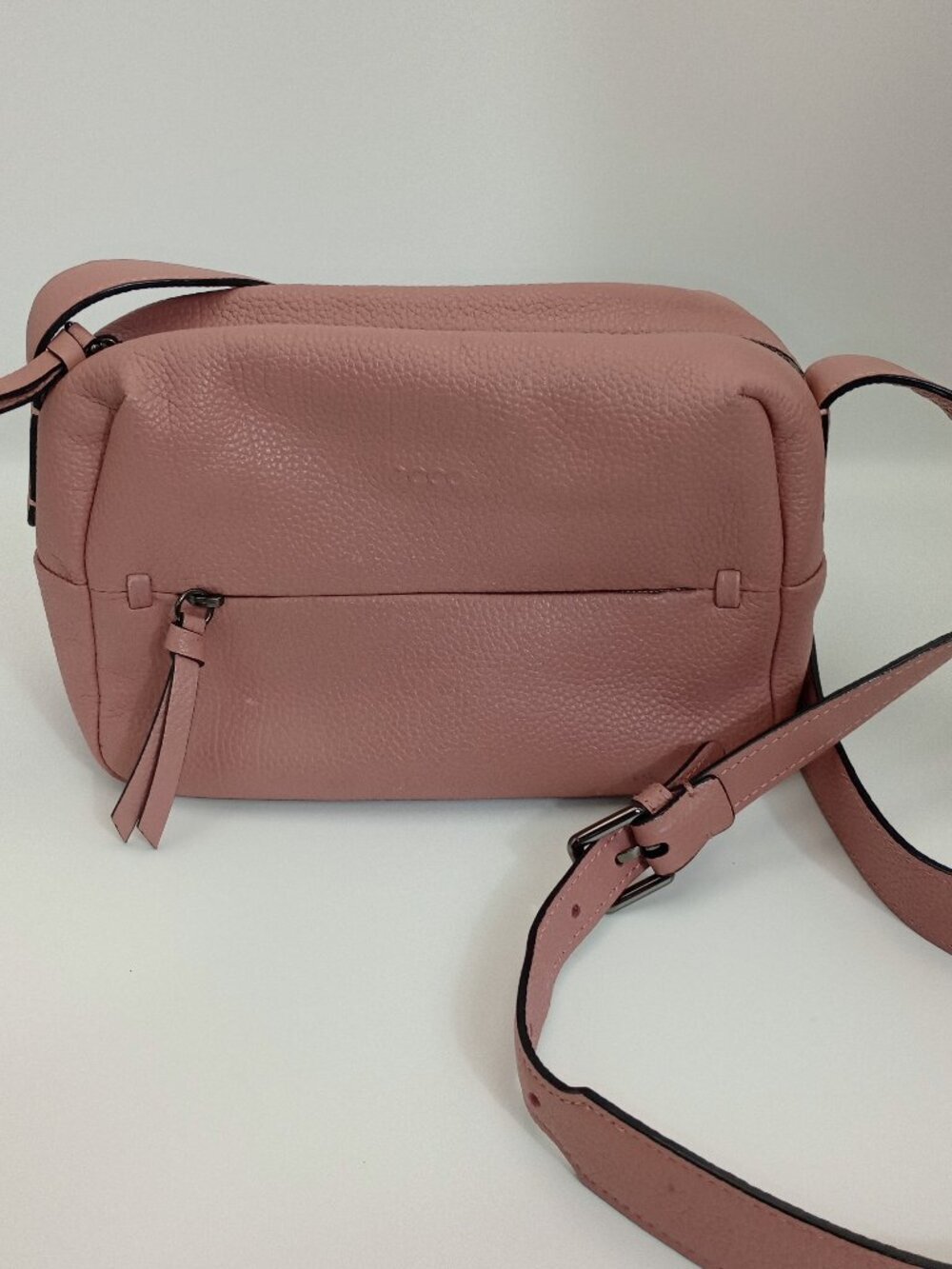 ECCO Pink Pebbled Leather Crossbody Camera Bag Adjustable Strap